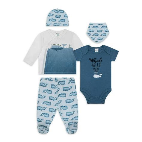 Barely Blue Striped Modal Rib Infant Sleep Set. . Petit lem